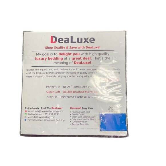 21" Twin Extra Deep Pocket Fitted Sheet By Dealuxe 18"-21" Double Brushed Microf - Picture 2 of 2